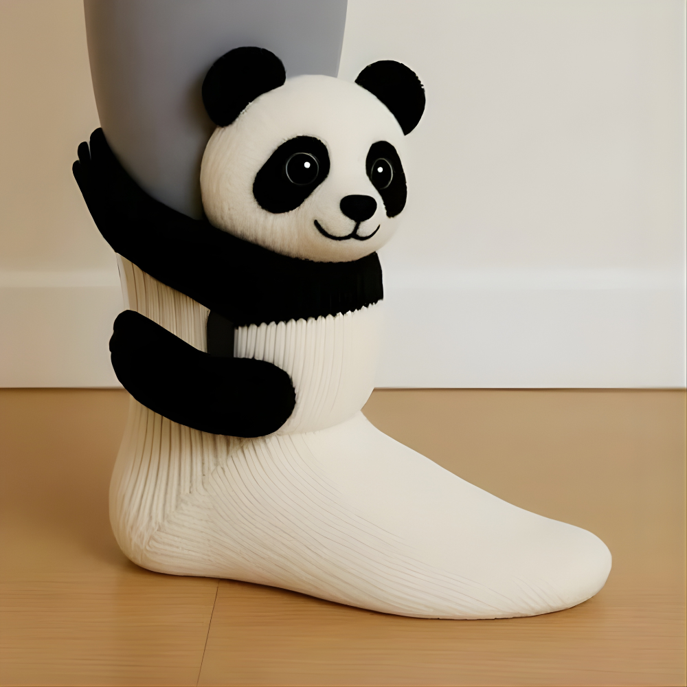 Állatmintás téli házizokni - unisex, plüss kényelem