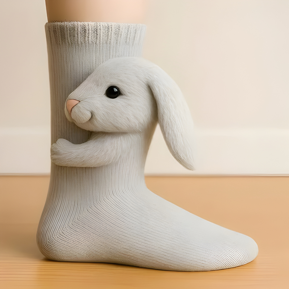 Állatmintás téli házizokni - unisex, plüss kényelem