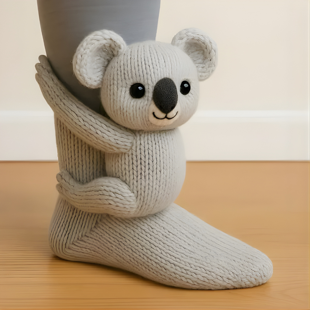Állatmintás téli házizokni - unisex, plüss kényelem