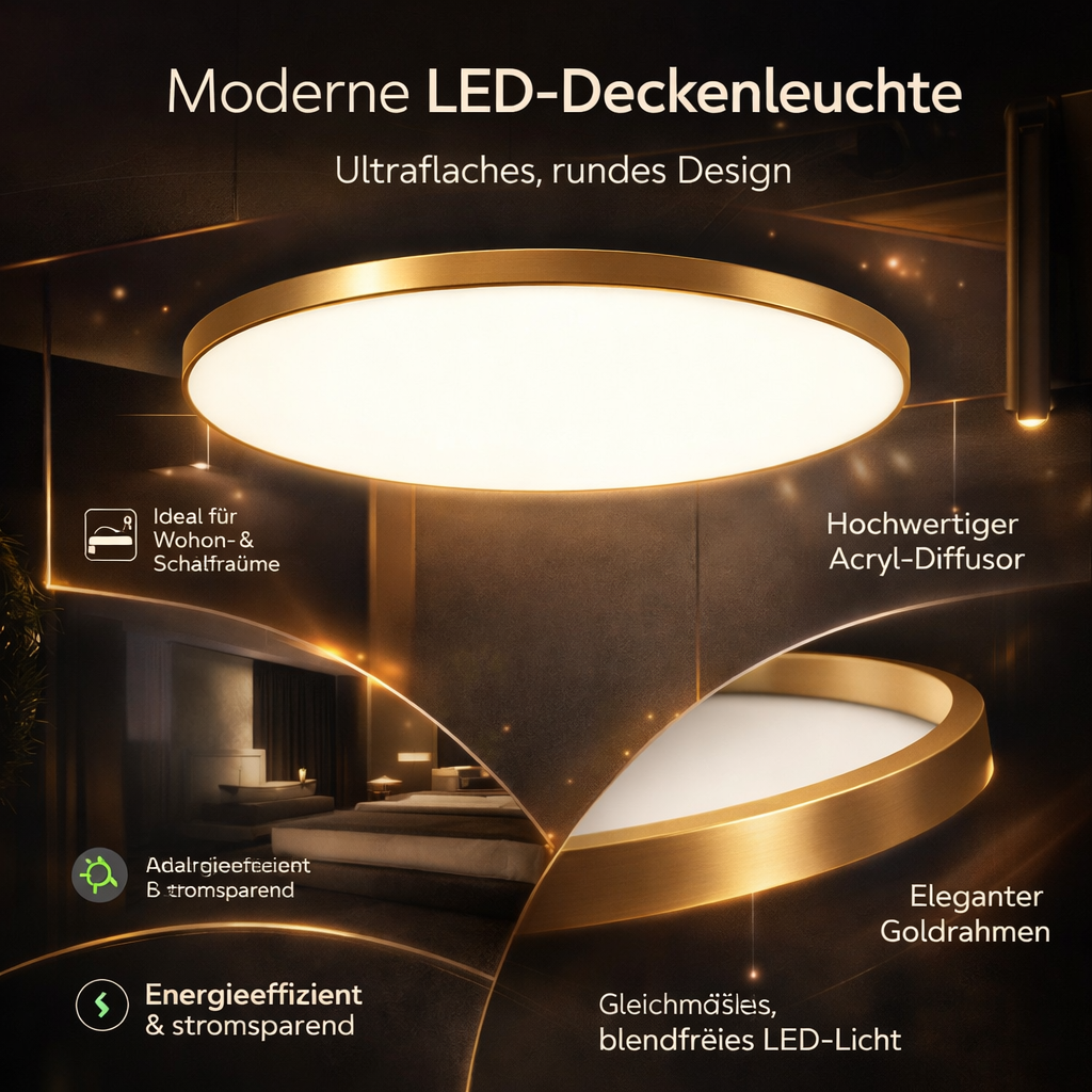 Ronde platte LED-plafondlamp — modern acryl diffuspaneel