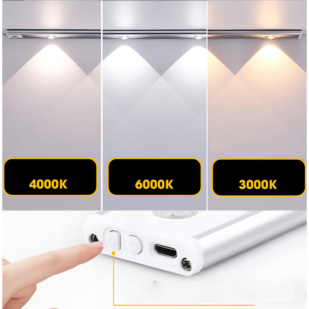 Lampă de veghe LED fără fir cu senzor de mișcare - design suplu de 30cm
