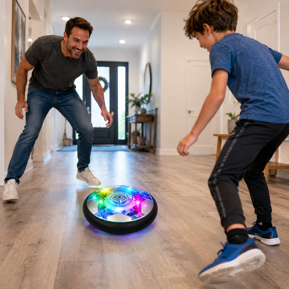 Ballon de football LED à coussin d'air - Jouet flottant d'intérieur pour enfants