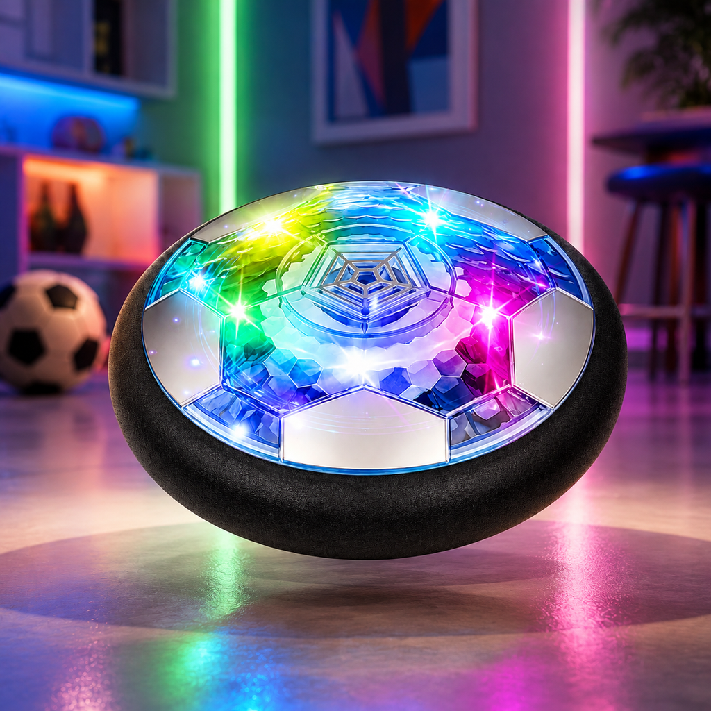 Ballon de football LED à coussin d'air - Jouet flottant d'intérieur pour enfants