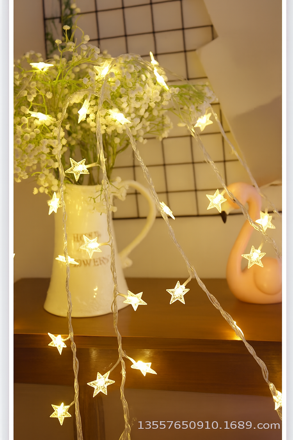 Warm White LED Star String Lights — Flexible Frame, Quick Shape Adjustment