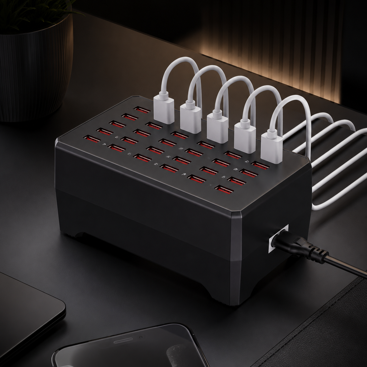 30-Port USB Charging Station — Charge Multiple Devices Together