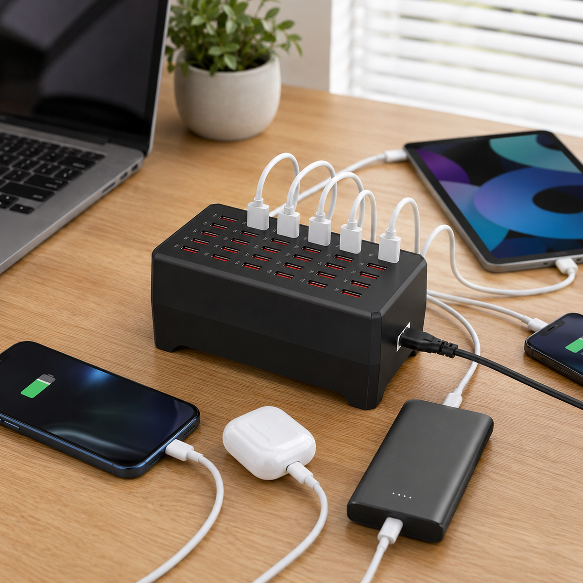 30-Port USB Charging Station — Charge Multiple Devices Together