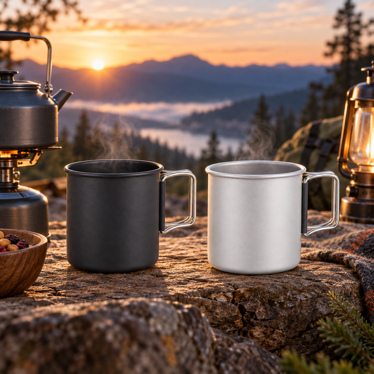 Taza de camping ligera de aluminio de 300 ml — vaso de viaje duradero