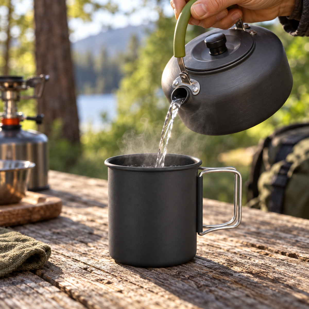 Taza de camping ligera de aluminio de 300 ml — vaso de viaje duradero