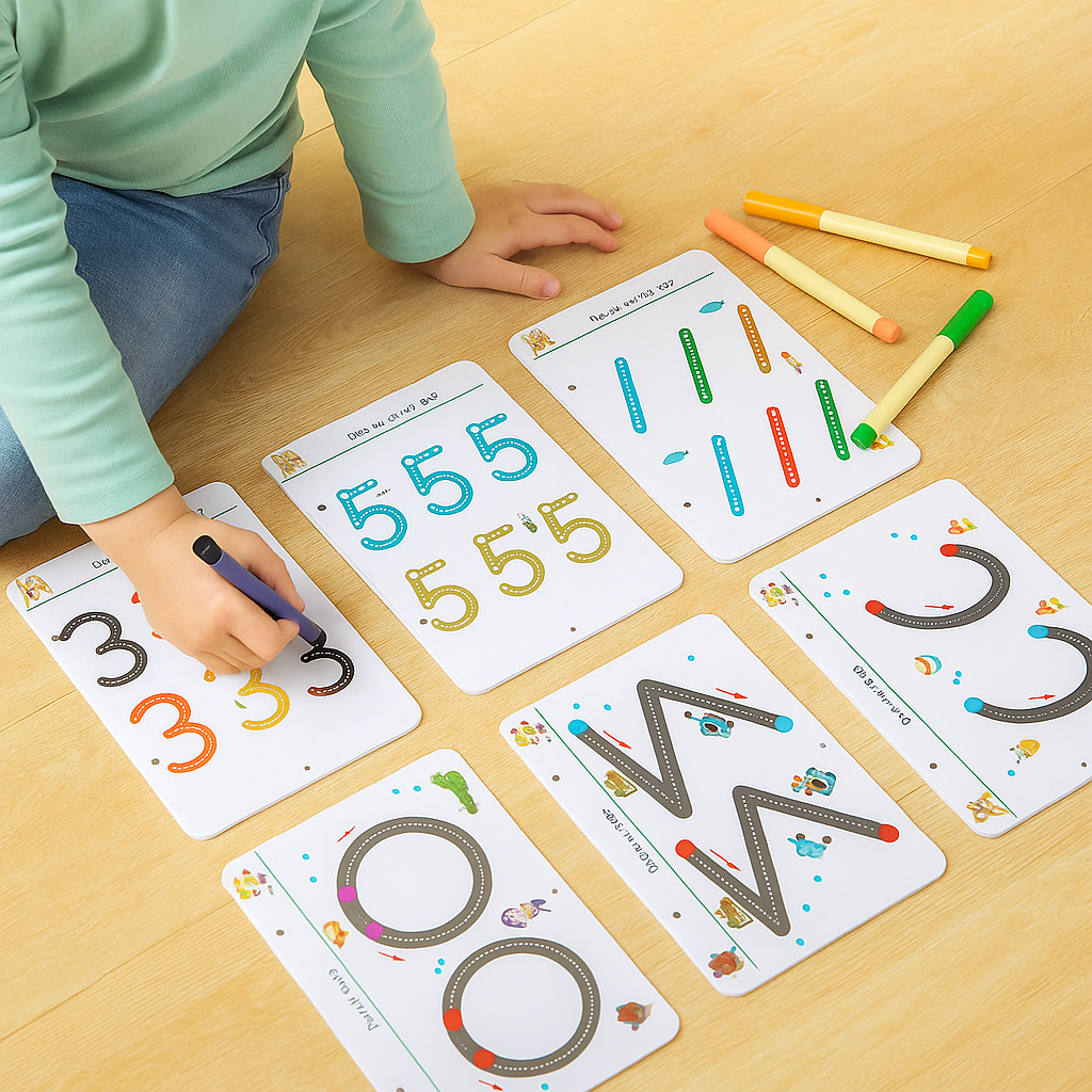 Wipeable Reusable Kids Learning Workbook — Writing and Number Practice