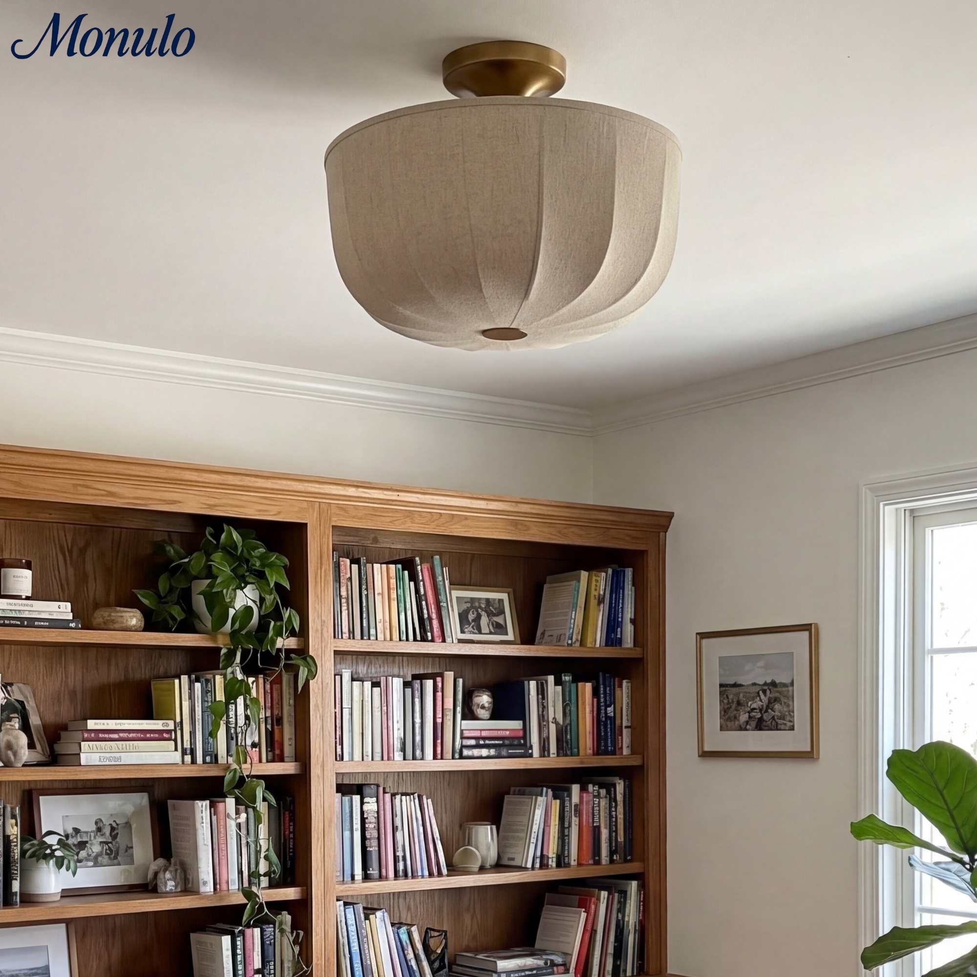 Loomis Satin Linen Flush Pendant Light – Contemporary Style Ceiling Light for Living Rooms and Entryways | Esilora