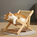 Fotoliu reclinabil din lemn LoungeCraft pentru pisici - Covoraș de zgâriat integrat