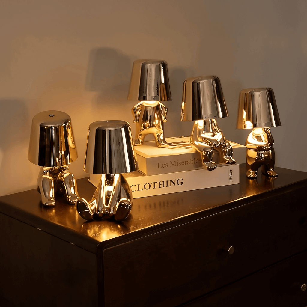 Modern Gold LED Table Lamp — Wireless Figurine, 18x9.6cm, 3W