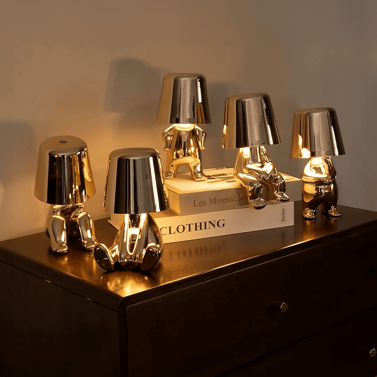 Modern Gold LED Table Lamp — Wireless Figurine, 18x9.6cm, 3W