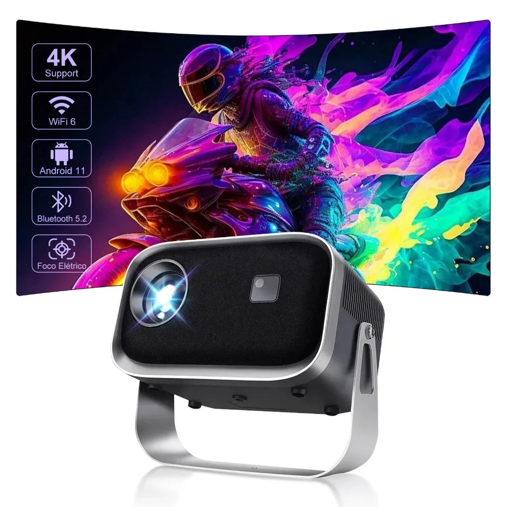 Miniprojector met ondersteuning voor 4K voor het wereldkampioenschap — dual-band wifi, Bluetooth 5.0