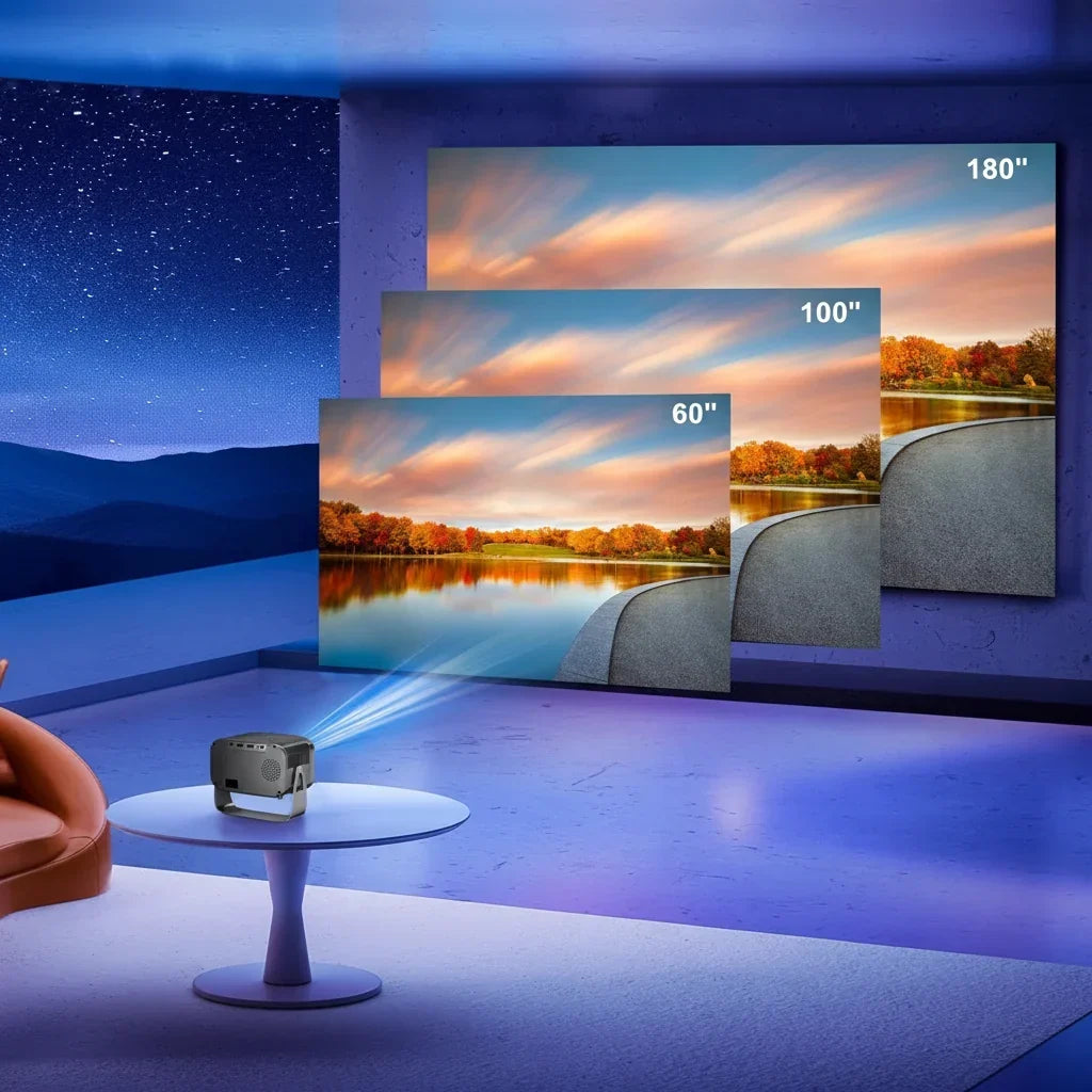 Miniprojector met ondersteuning voor 4K voor het wereldkampioenschap — dual-band wifi, Bluetooth 5.0