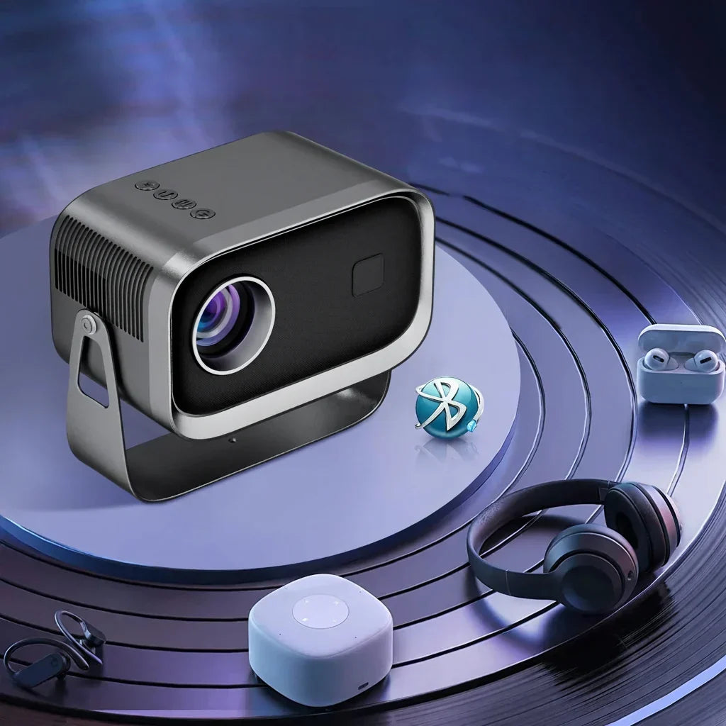 Miniprojector met ondersteuning voor 4K voor het wereldkampioenschap — dual-band wifi, Bluetooth 5.0