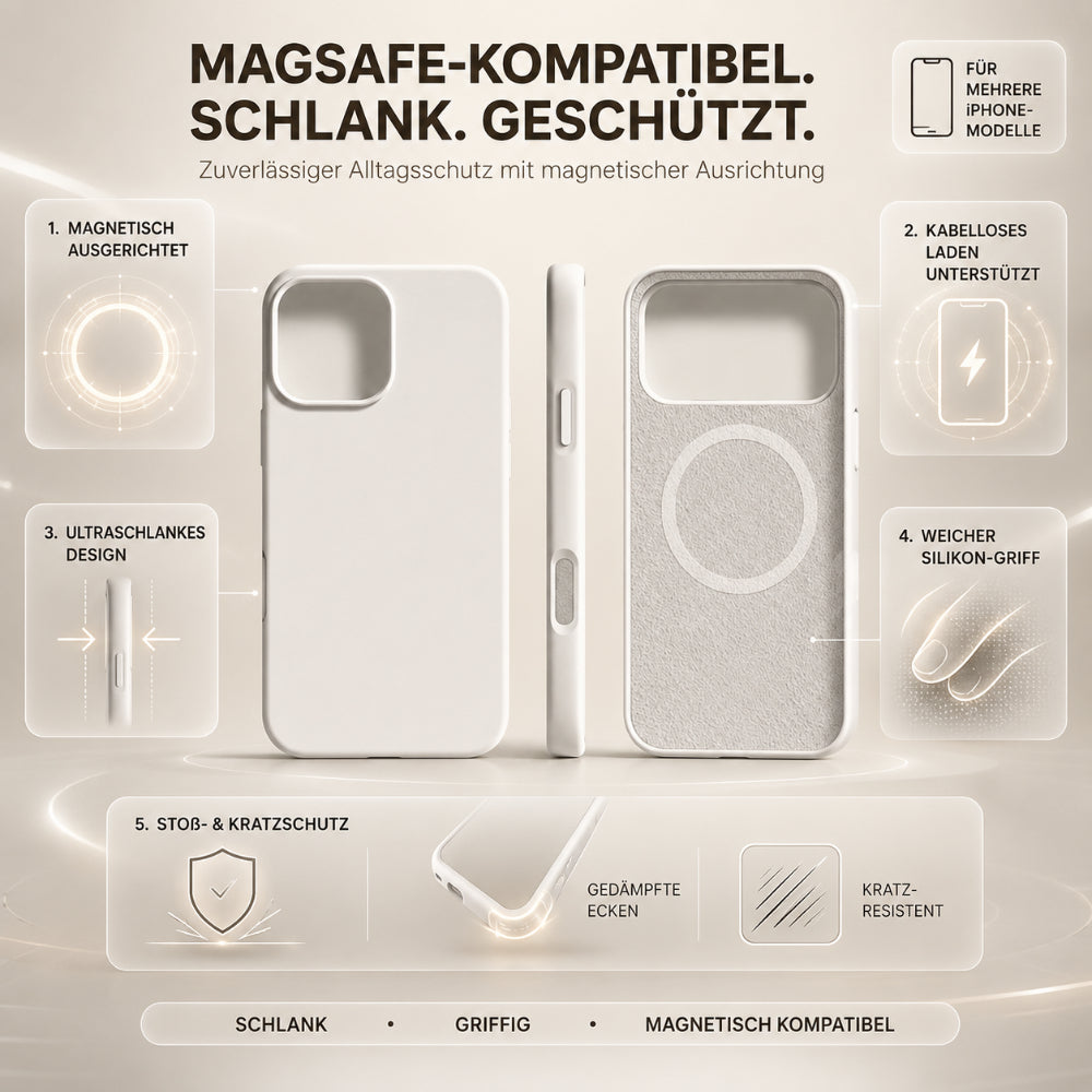MagSafe Compatible Silicone Case — Slim Design, Textured Grip