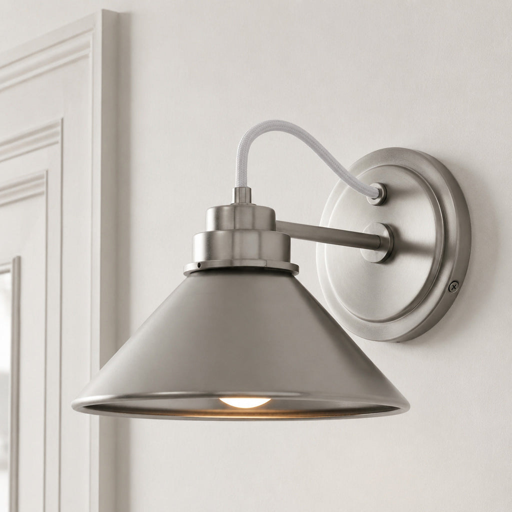 Aurenza Curved Arm Globe Wall Sconce – Modern Industrial Wall Lamp for Bathroom, Bedroom, and Hallway | Esilora