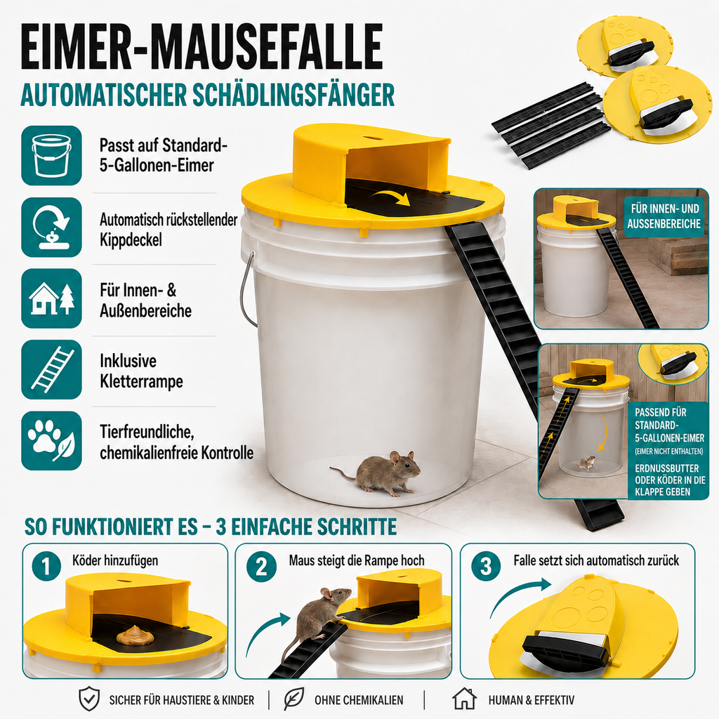 Humane Bucket Mouse Trap — Auto-Reset Rodent Control