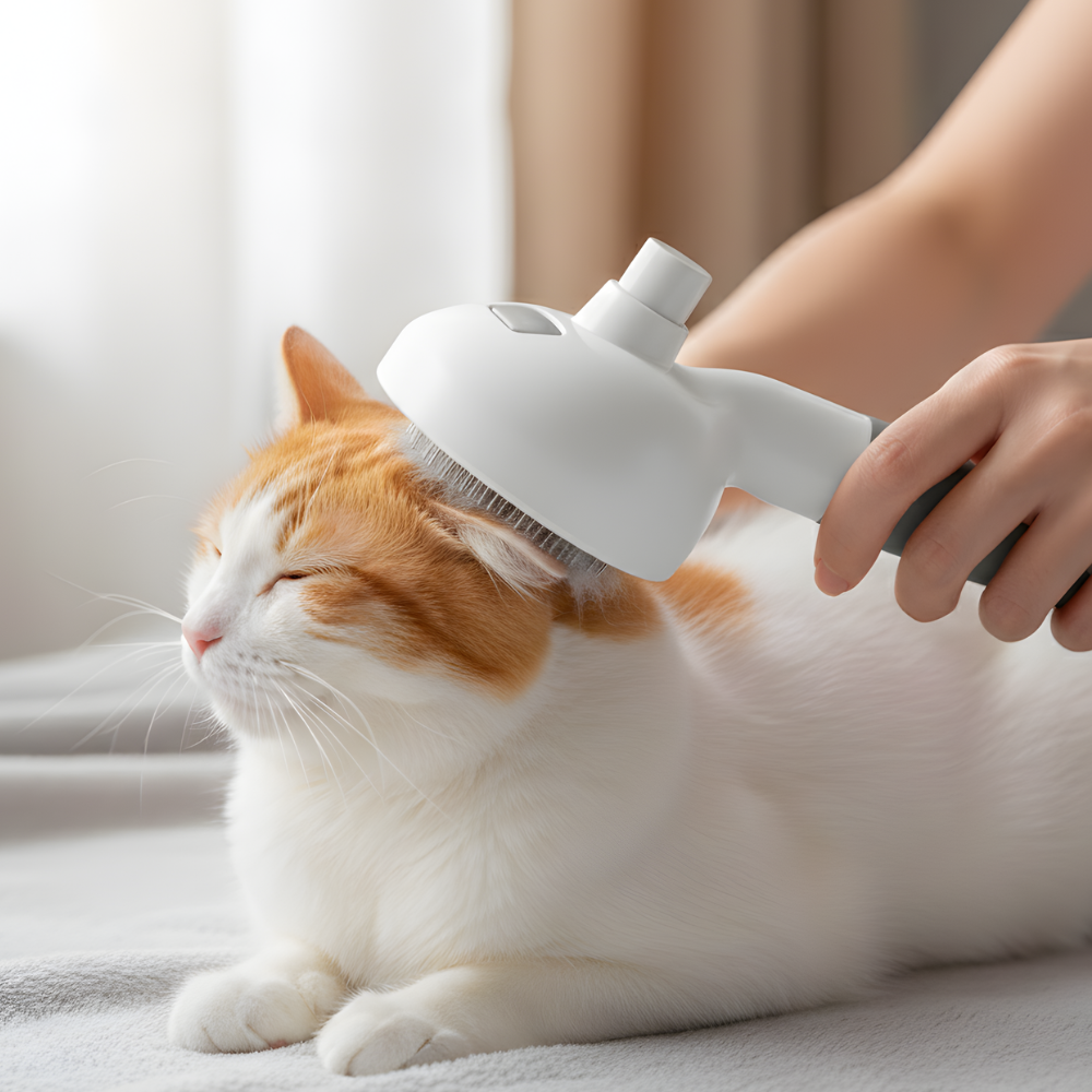 MistGroom 自動クリーニング式ペット用グルーミングブラシ - 犬猫用スプレー内蔵