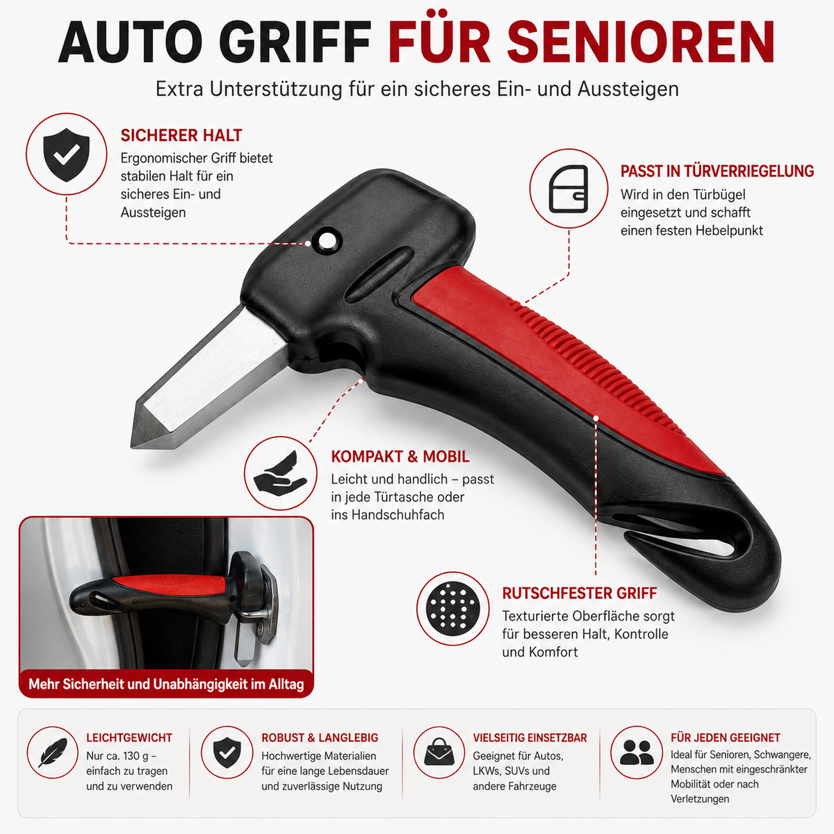Portable Car Support Handle — Safe Entry and Exit Aid