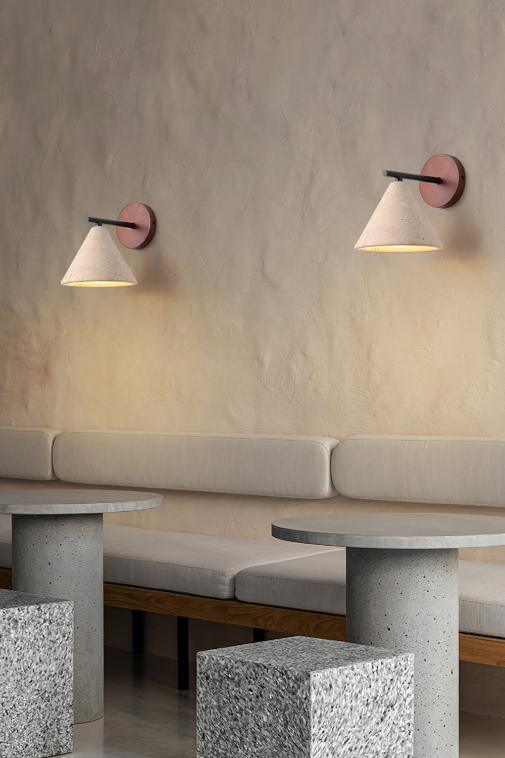 Modern Tapered Travertine Wall Sconce - Minimalist Accent Lighting for Bedroom | Esilora
