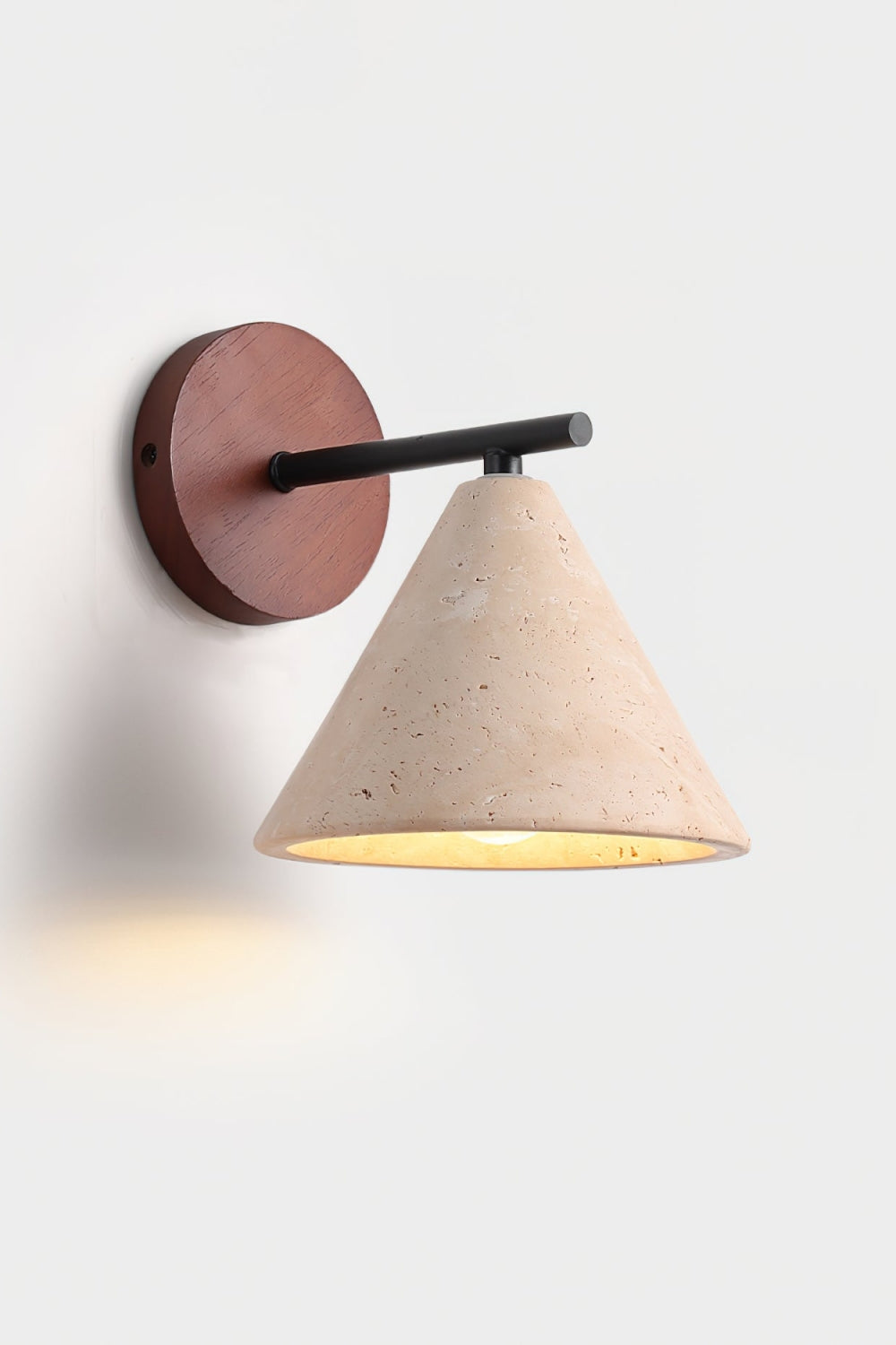 Modern Tapered Travertine Wall Sconce - Minimalist Accent Lighting for Bedroom | Esilora