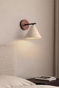 Modern Tapered Travertine Wall Sconce - Minimalist Accent Lighting for Bedroom | Esilora