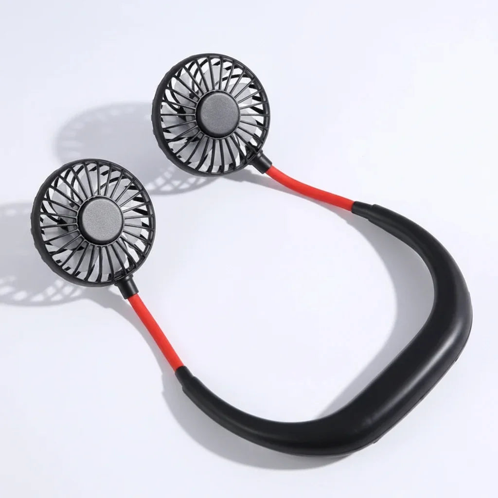 Portabel USB-nackfläkt — vit, konturerad och lätt design