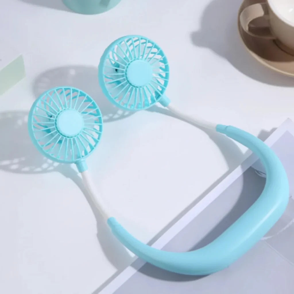 Portabel USB-nackfläkt — vit, konturerad och lätt design