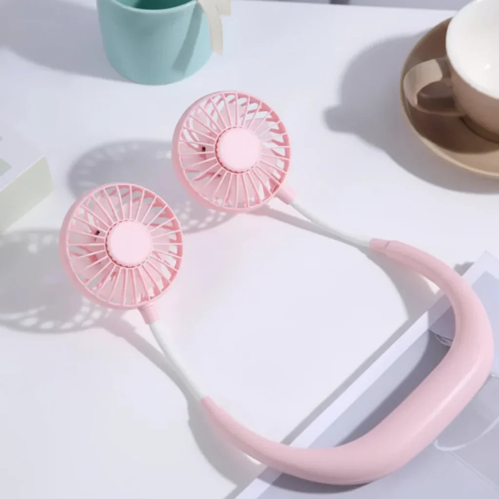 Portabel USB-nackfläkt — vit, konturerad och lätt design