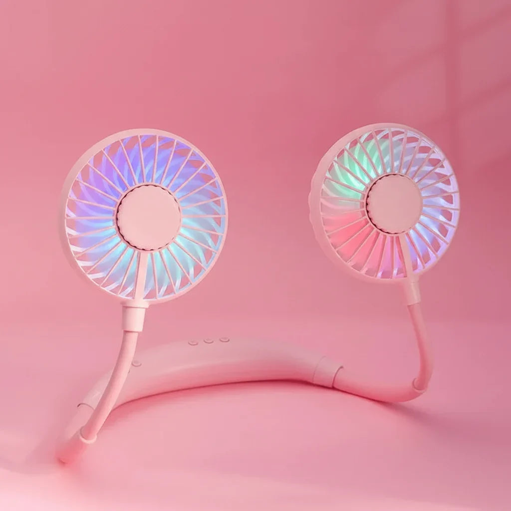 Portabel USB-nackfläkt — vit, konturerad och lätt design