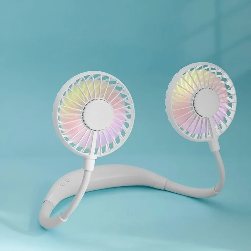 Portabel USB-nackfläkt — vit, konturerad och lätt design