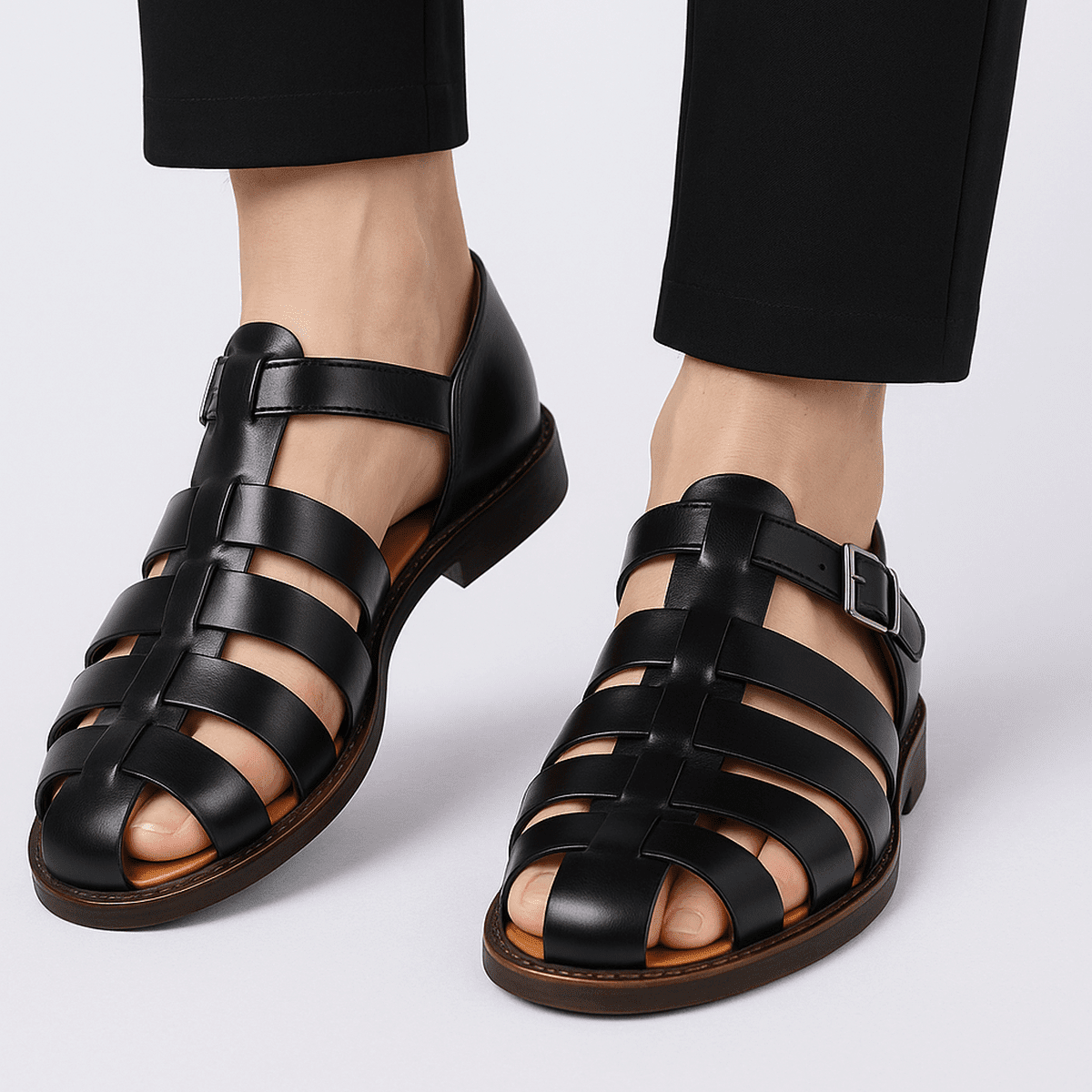 PathStride Classic Men's Casual Sandals With Closed Woven Comfort