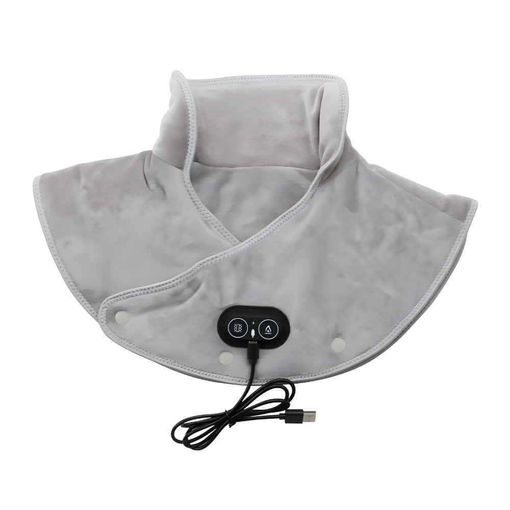 USB Powered Electric Neck and Shoulder Massage Pillow — Contoured Vibration Therapy Adjustable Warmth