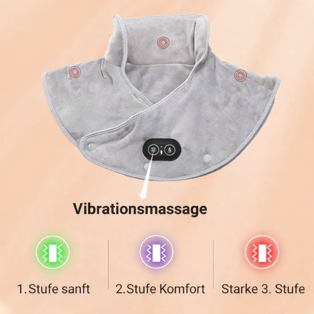 USB Powered Electric Neck and Shoulder Massage Pillow — Contoured Vibration Therapy Adjustable Warmth