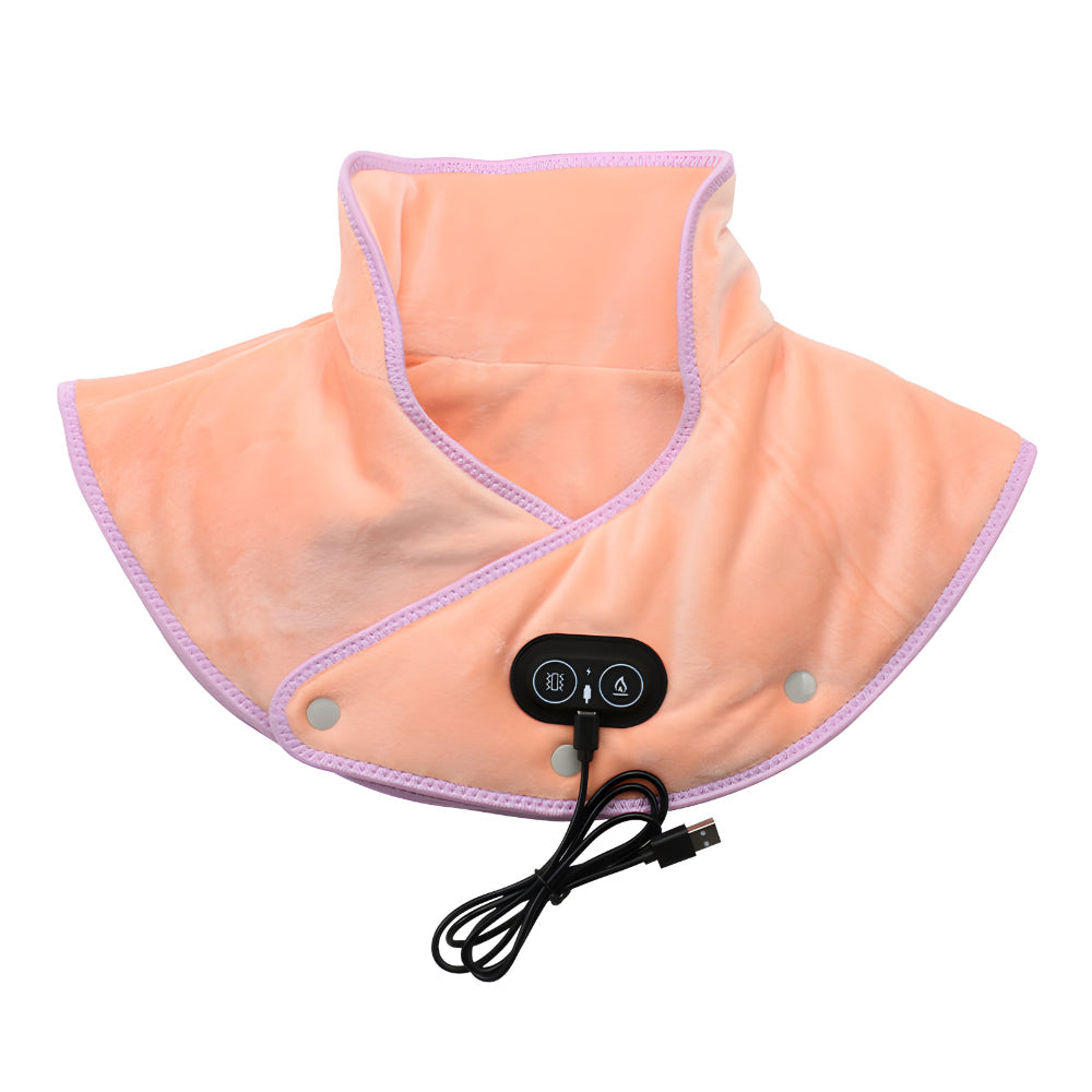 USB Powered Electric Neck and Shoulder Massage Pillow — Contoured Vibration Therapy Adjustable Warmth