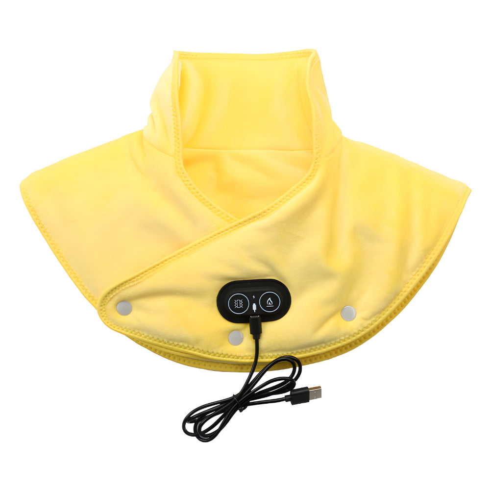 USB Powered Electric Neck and Shoulder Massage Pillow — Contoured Vibration Therapy Adjustable Warmth