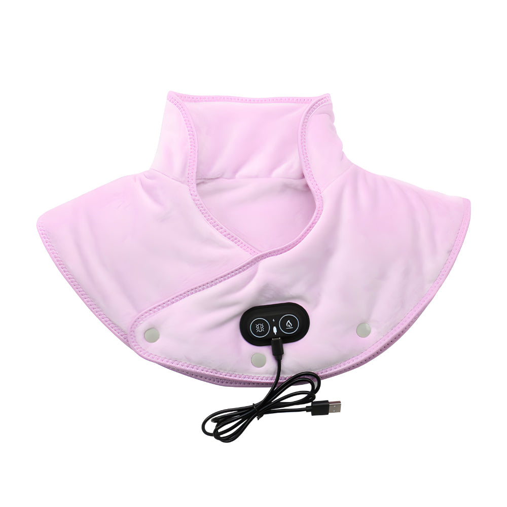 USB Powered Electric Neck and Shoulder Massage Pillow — Contoured Vibration Therapy Adjustable Warmth