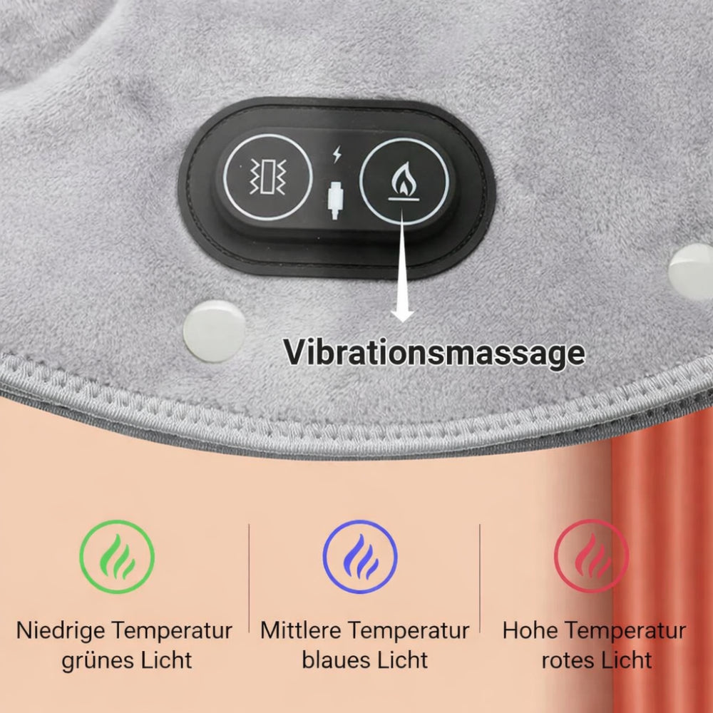 USB Powered Electric Neck and Shoulder Massage Pillow — Contoured Vibration Therapy Adjustable Warmth