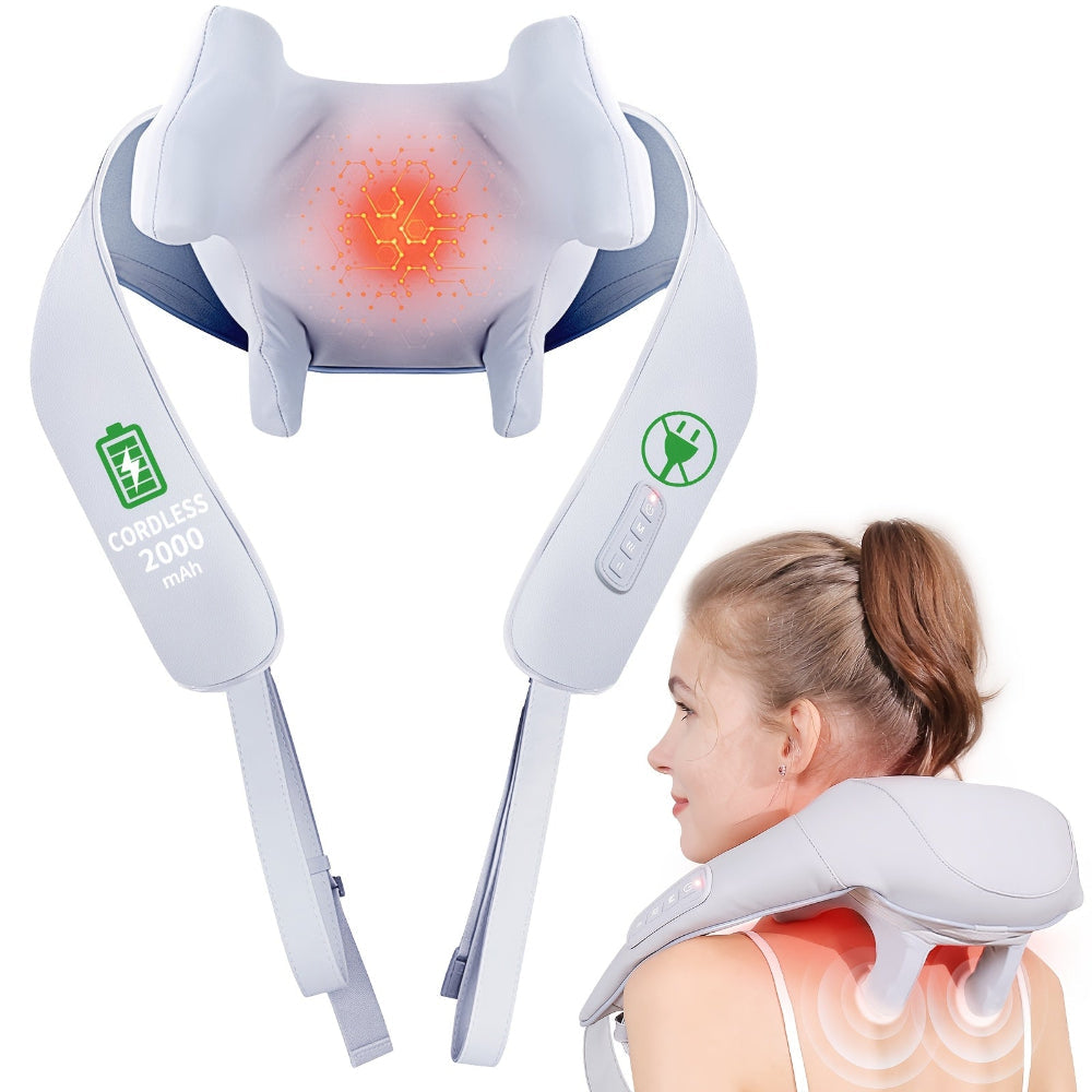 Masajeador shiatsu para cuello y hombros — almohadilla de cuero térmica
