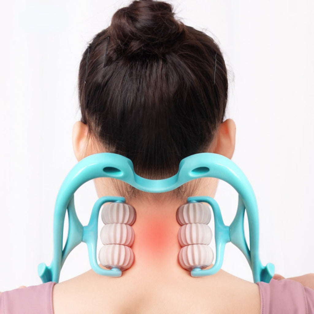 Ergonomisk manuell nackmassager — konturerad design för halsryggen