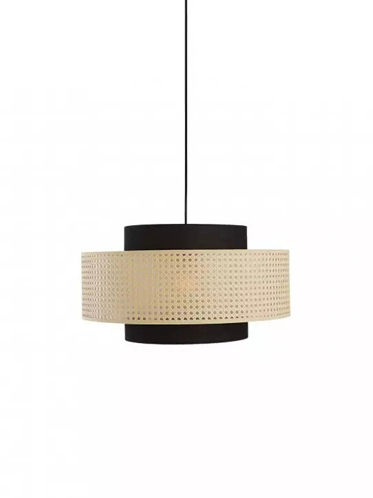 Rustic Japanese Wabi-Sabi Style Hemp Rope Rattan Drum Shape Zen Pendant Light | Esilora