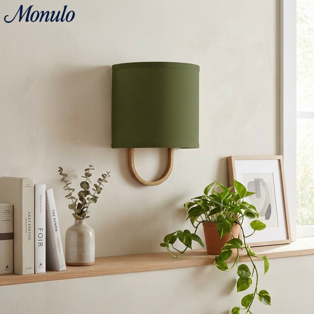 Nolvara Stoffschirm Wandleuchte - Moderne Schlafzimmer Wandleuchte für gemütliche Beleuchtung | Esilora