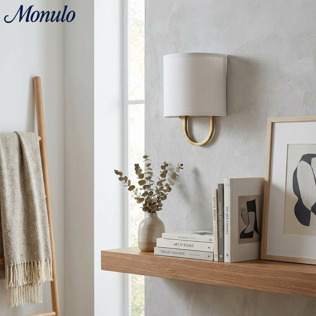 Nolvara Stoffschirm Wandleuchte - Moderne Schlafzimmer Wandleuchte für gemütliche Beleuchtung | Esilora