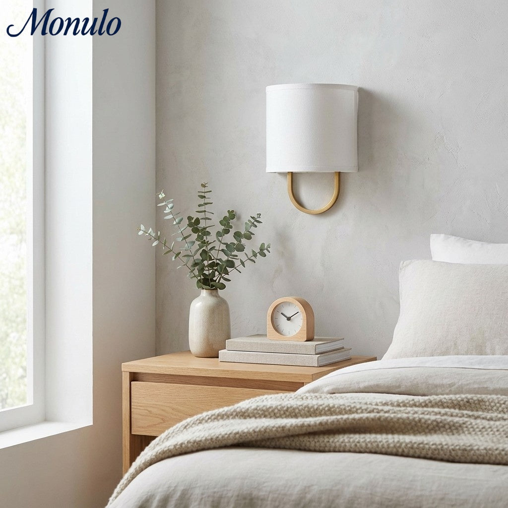 Nolvara Stoffschirm Wandleuchte - Moderne Schlafzimmer Wandleuchte für gemütliche Beleuchtung | Esilora