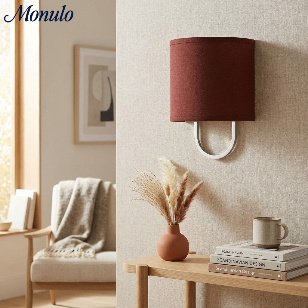 Nolvara Stoffschirm Wandleuchte - Moderne Schlafzimmer Wandleuchte für gemütliche Beleuchtung | Esilora