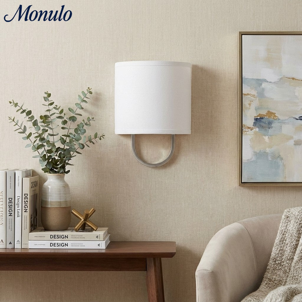Nolvara Stoffschirm Wandleuchte - Moderne Schlafzimmer Wandleuchte für gemütliche Beleuchtung | Esilora