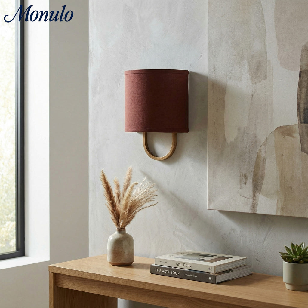 Nolvara Stoffschirm Wandleuchte - Moderne Schlafzimmer Wandleuchte für gemütliche Beleuchtung | Esilora