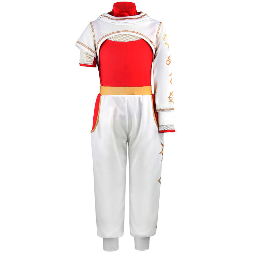 Set de costum de supererou pentru copii - jachetă alb-roșie, pantaloni, patru piese, pentru vârstele 3-10 ani